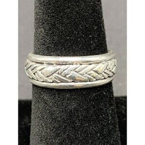 Mexican 925 Sterling Silver Ring - Size 7.25 - Braid Motif - VINTAGE